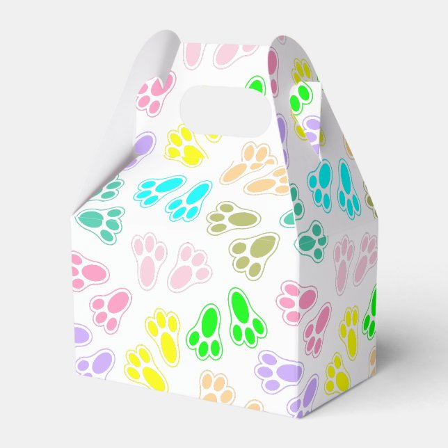 Caixinha De Lembrancinhas Padrão de Pés de Coelhinho de Páscoa Personalizado (Frente)