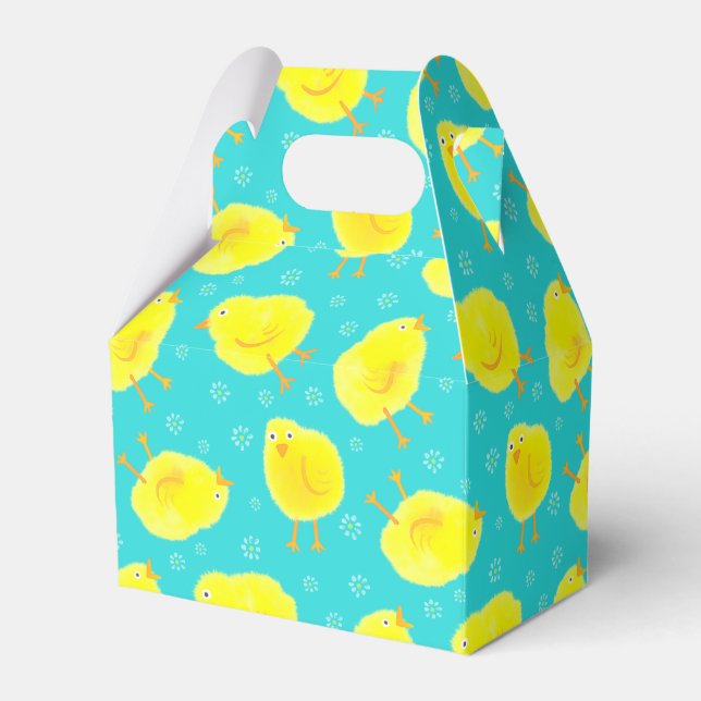 Caixinha De Lembrancinhas Padrão de Pintinhos de Páscoa (Frente)