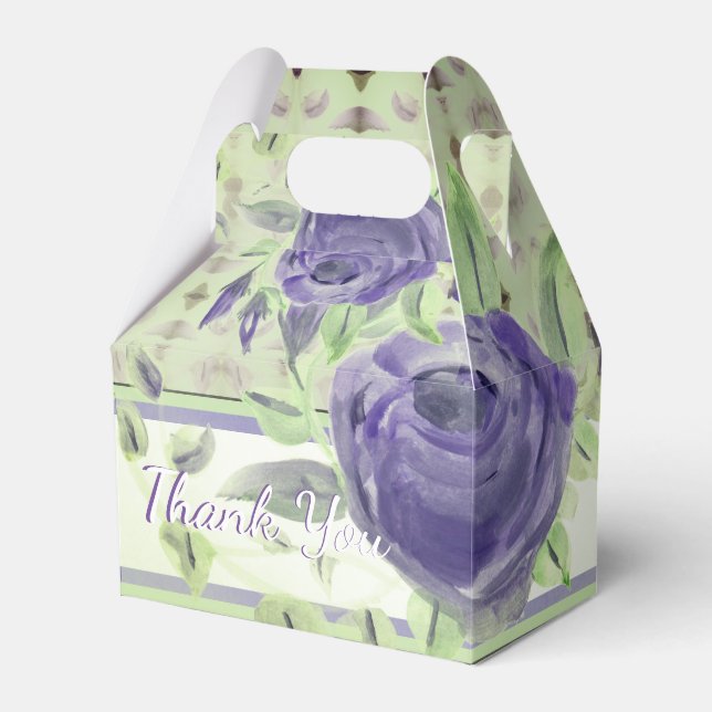 Caixinha De Lembrancinhas Padrão de Rosa Roxo Elegante (Frente)