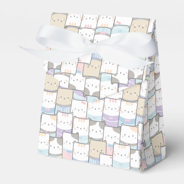 Caixinha De Lembrancinhas Padrão de rosto de Kitten Doodle (Frente)