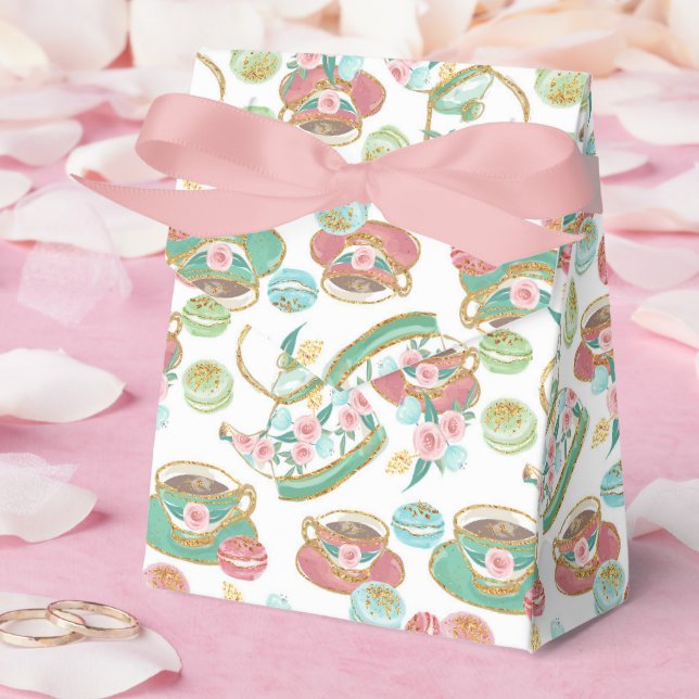 Caixinha De Lembrancinhas Padrão de tempo do chá (Casamento)