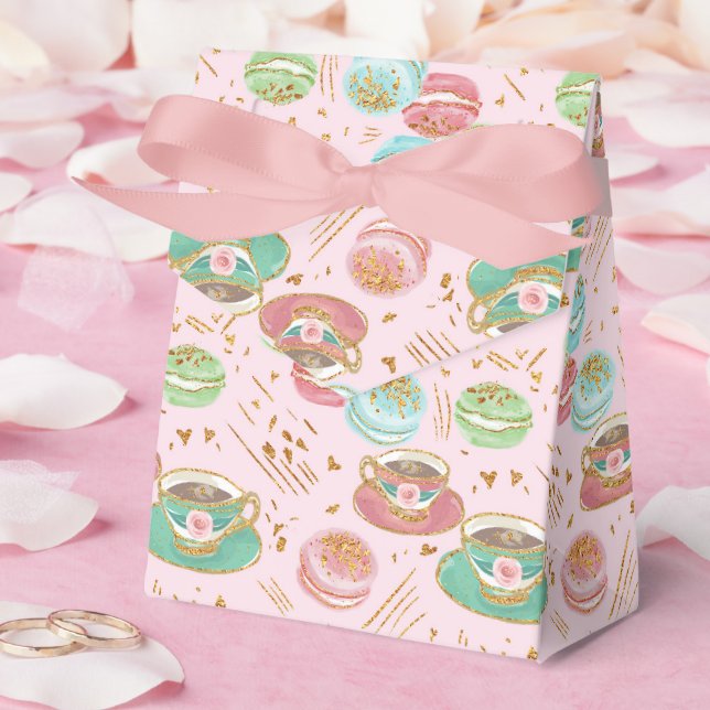 Caixinha De Lembrancinhas Padrão de tempo do chá (Casamento)