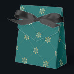 Caixinha De Lembrancinhas Padrão de treliça floral em azul turquesa e dourad<br><div class="desc">Caixa de favores retrô com acentos em azul turquesa e dourado.</div>