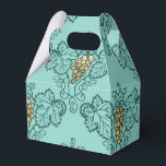Caixinha De Lembrancinhas Padrão de vinho dourado e azul-esverdeado<br><div class="desc">Caixa de favores de vinhedo vintage em tons de azul-esverdeado, aqua e dourado.</div>