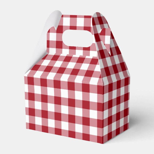 Caixinha De Lembrancinhas Padrão de Xadrez Vermelho Rustic Farmhouse (Frente)