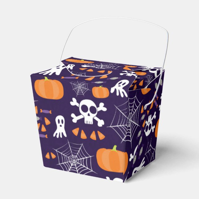 Caixinha De Lembrancinhas Padrão Divertido de Halloween (Frente)