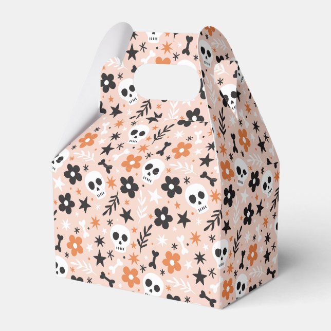 Caixinha De Lembrancinhas Padrão do crânio da flor (Frente)