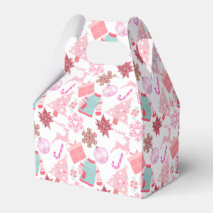 Caixinha De Lembrancinhas Padrão do Enfeites de natal rosa 02