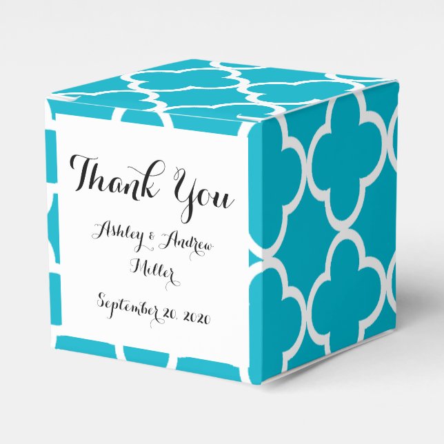 Caixinha De Lembrancinhas Padrão do Quatrefoil Branco Azul Scuba - Marrocos (Frente)