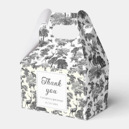 Caixinha De Lembrancinhas Padrão Elegante Vintage Black White Toile Deer