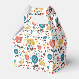 Caixinha De Lembrancinhas Padrão Floral Colorido do meio século