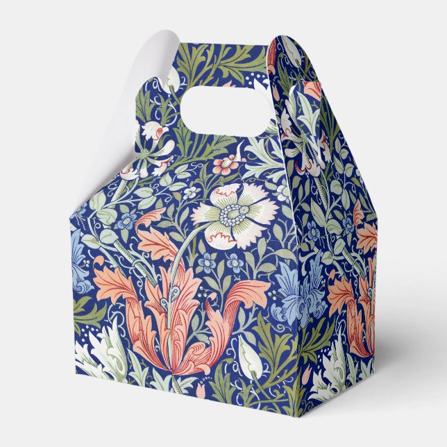 Caixinha De Lembrancinhas Padrão Floral Compton 1896 Azul Fundo Morris (Frente)