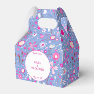 Caixinha De Lembrancinhas Padrão Floral de Flor Azul-Peri Botânico