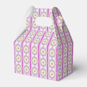 Caixinha De Lembrancinhas Padrão Floral Geométrico Rosa Chic e Dourado