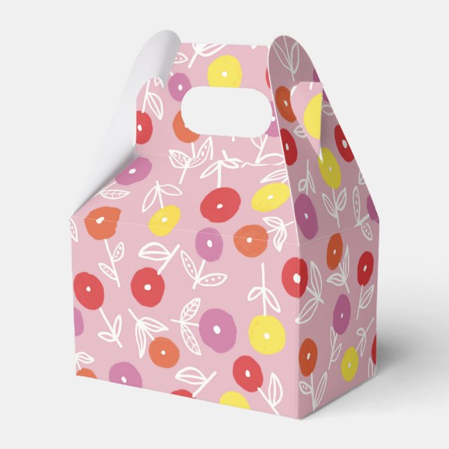 Caixinha De Lembrancinhas Padrão Floral Moderno Rosa Boho (Frente)