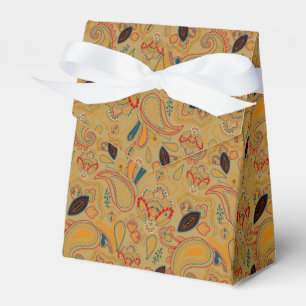 Caixinha De Lembrancinhas padrão floral paisley étnico vintage retrô marrom