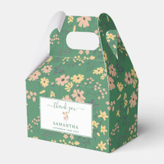 Caixinha De Lembrancinhas Padrão Floral Verde Boho Moderno