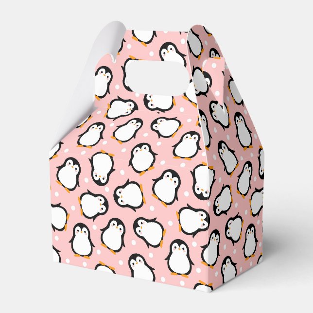 Caixinha De Lembrancinhas Padrão fofo de pinguim rosa (Frente)