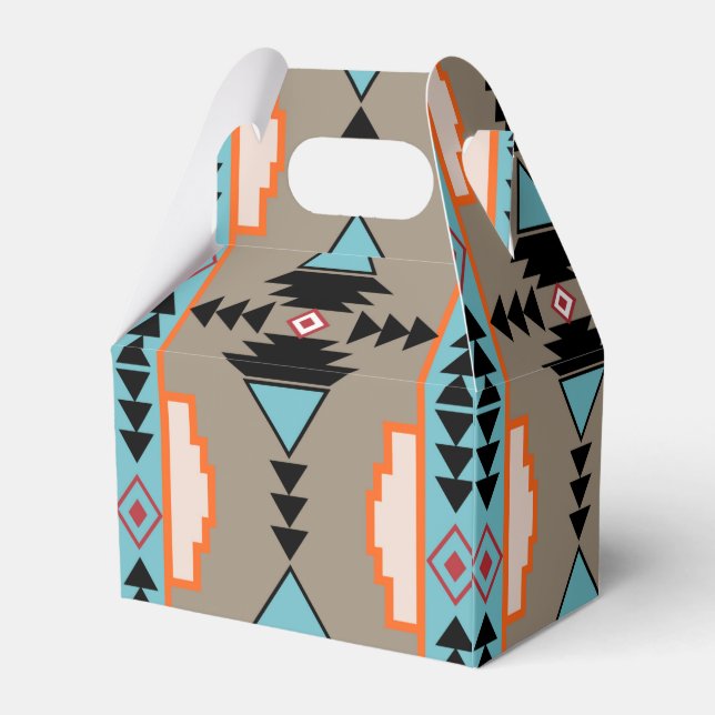 Caixinha De Lembrancinhas Padrão Geométrico Aztec Mexicano (Frente)