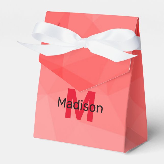 Caixinha De Lembrancinhas Padrão geométrico do gradiente vermelho Monograma (Frente)