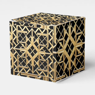 Caixinha De Lembrancinhas Padrão Geométrico Dourado Art Déco