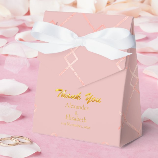 Caixinha De Lembrancinhas Padrão Geométrico Elegante de Agradecimento Person (Casamento)