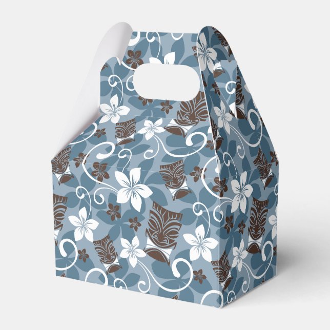 CAIXINHA DE LEMBRANCINHAS PADRÃO LUAU TIKI (AZUL) (Frente)