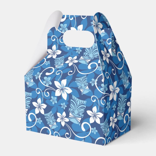 CAIXINHA DE LEMBRANCINHAS PADRÃO LUAU TIKI (AZUL BRILHO) (Frente)