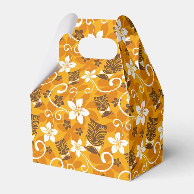 CAIXINHA DE LEMBRANCINHAS PADRÃO LUAU TIKI (LARANJA) (Frente)