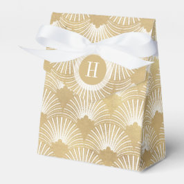 Caixinha De Lembrancinhas Padrão Monograma de Arte Branca e Branco