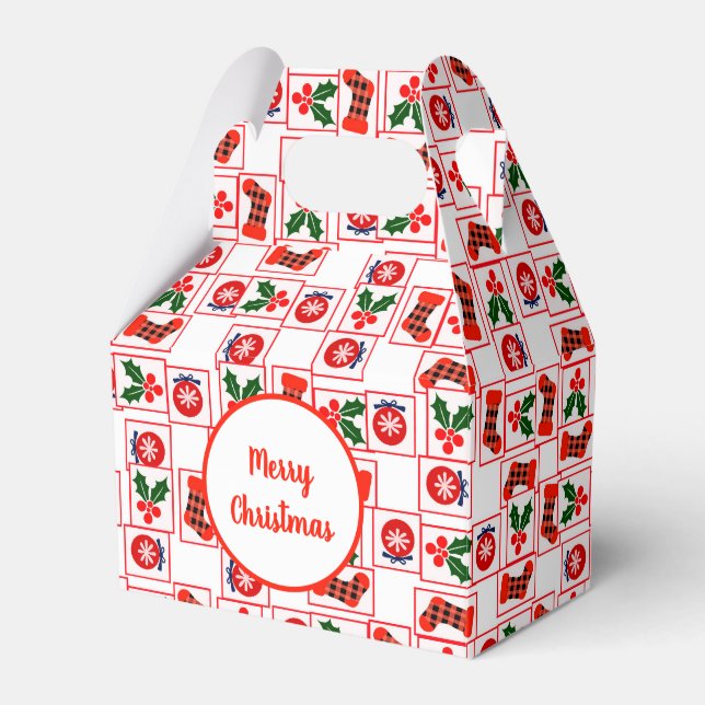 Caixinha De Lembrancinhas Padrão natalício festivo (Frente)