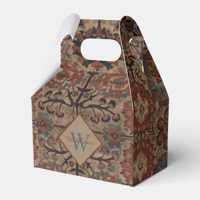 Caixinha De Lembrancinhas Padrão oriental persa tradicional monograma tradic (Frente)