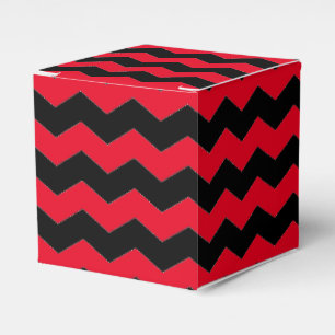 Caixinha De Lembrancinhas Padrão preto e vermelho moderno Chevron Zigzag