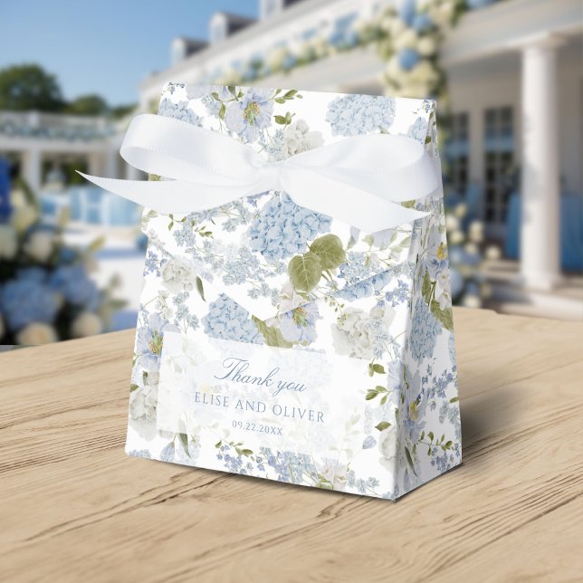 Caixinha De Lembrancinhas Padrão Romântico azul-branco de amante floral (Criador carregado)