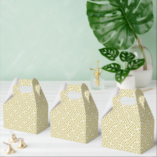 Caixinha De Lembrancinhas Padrão Sayagata, Japonês, Dourado e Branco