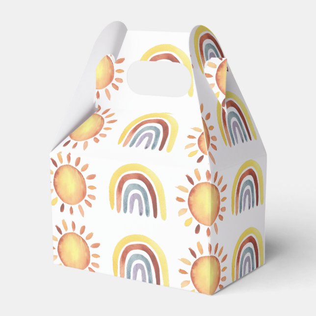 Caixinha De Lembrancinhas Padrão sol e arco-íris (Frente)