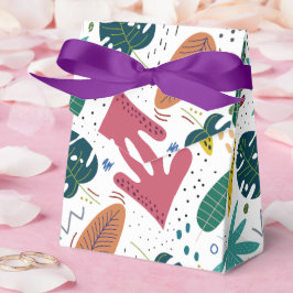 Caixinha De Lembrancinhas padrão tropical com folhas coloridas