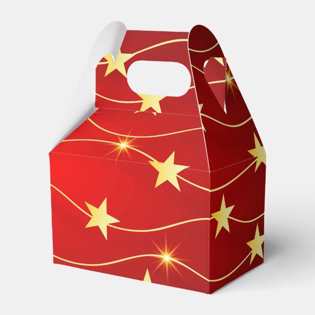 Caixinha De Lembrancinhas Padrão Vermelho Ruby Adorcido da Estrela (Frente)