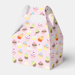 Caixinha De Lembrancinhas Padrões de Cupcakes bonitos Pastel Rosa