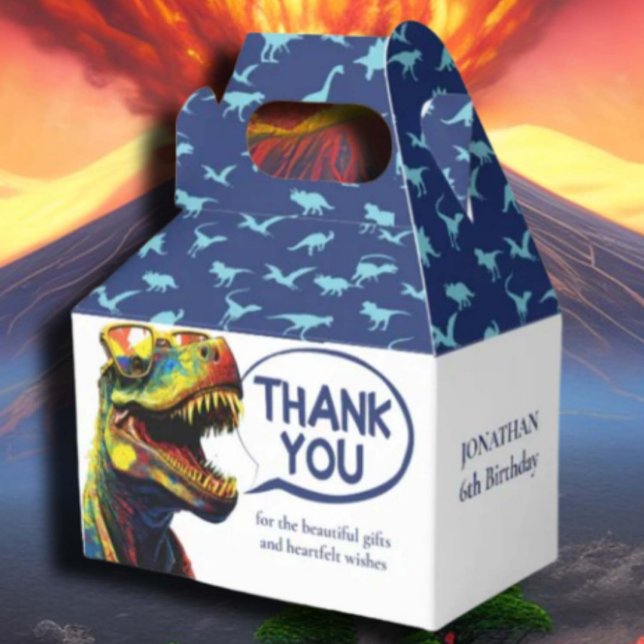 Caixinha De Lembrancinhas Padrões de dinossauro Azul ( Delight your little paleontologists with our dinosaur patterns kids favor boxes! )