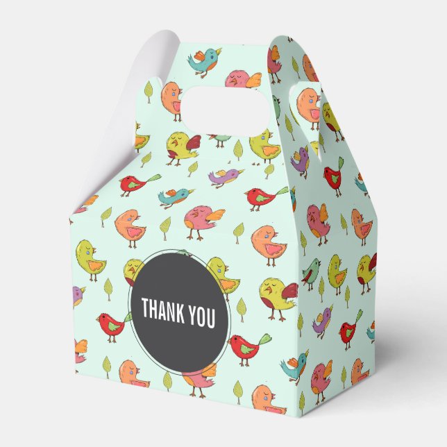 Caixinha De Lembrancinhas Padrões De Pássaros Espelhados Pela Mão, Cute (Frente)
