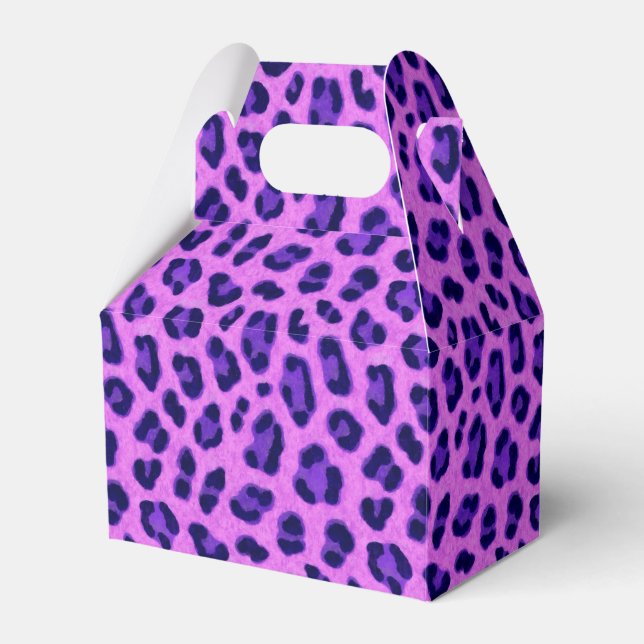 Caixinha De Lembrancinhas Padrões de pele de Leopardo Violeta Rosa (Frente)