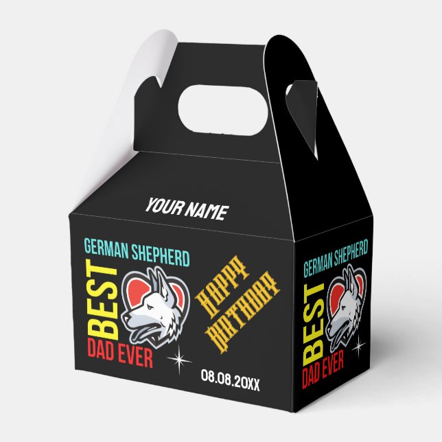 Caixinha De Lembrancinhas Pai german shepherd, Pai Cachorro Aniversário (Frente)