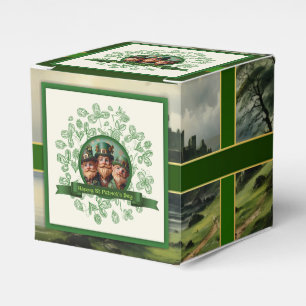 Caixinha De Lembrancinhas Paisagem do Dia de São Patrício com Trevo Vintage