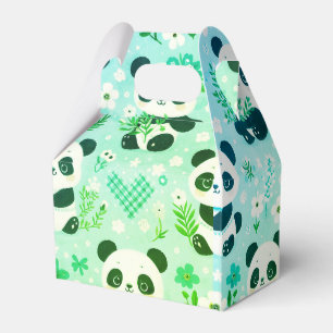 Caixinha De Lembrancinhas Panda Bear Pattern Green Impressão