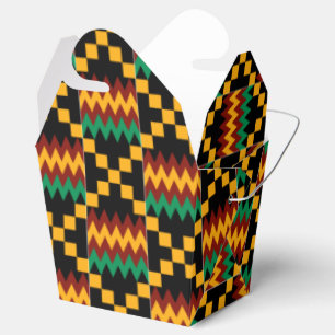 Caixinha De Lembrancinhas Pano preto, verde, vermelho, e amarelo de Kente