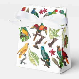 Caixinha De Lembrancinhas Papagaios, Folhas e Flores Tropicais Coloridos