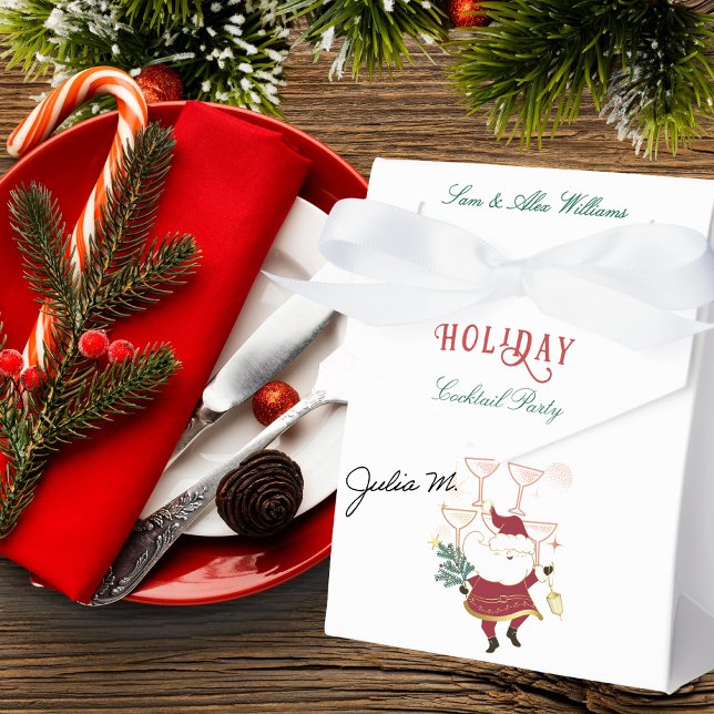 Caixinha De Lembrancinhas Papais noeis de Natal do Escritório Tini Bit Feliz (Tini Bit Merry Martini Office Christmas Secret Santa White Elephant Holiday Party Cocktail Favor Box)