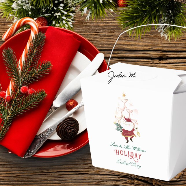 Caixinha De Lembrancinhas Papais noeis de Natal do Escritório Tini Bit Feliz (Tini Bit Merry Martini Office Christmas Secret Santa White Elephant Holiday Party Cocktail Favor Box)