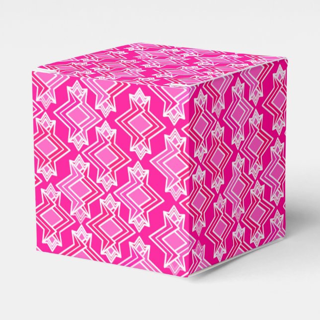 Caixinha De Lembrancinhas Papel de Parede Art Déco, Rosa Fúcsia (Frente)